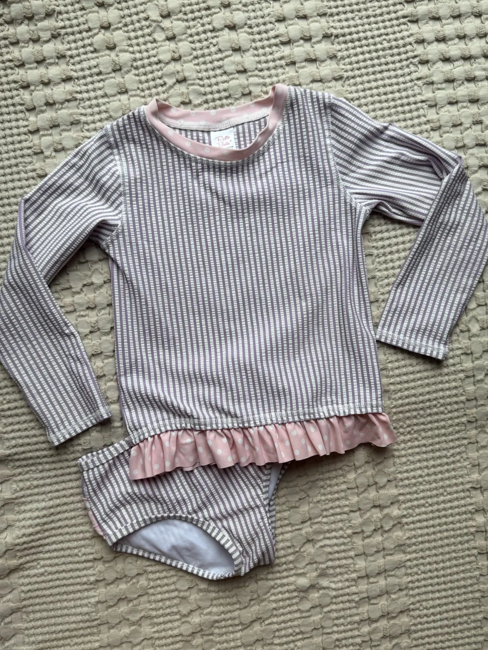 Ruffle Butts Lavender Seersucker Two-Piece Swim Set